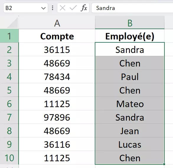 Cellules sélectionnées sur Excel Image: Cellules sélectionnées sur Excel