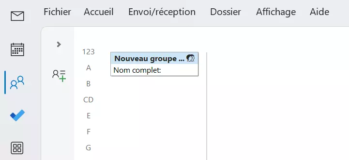 Liste de diffusion Outlook créée Liste de diffusion Outlook créée
