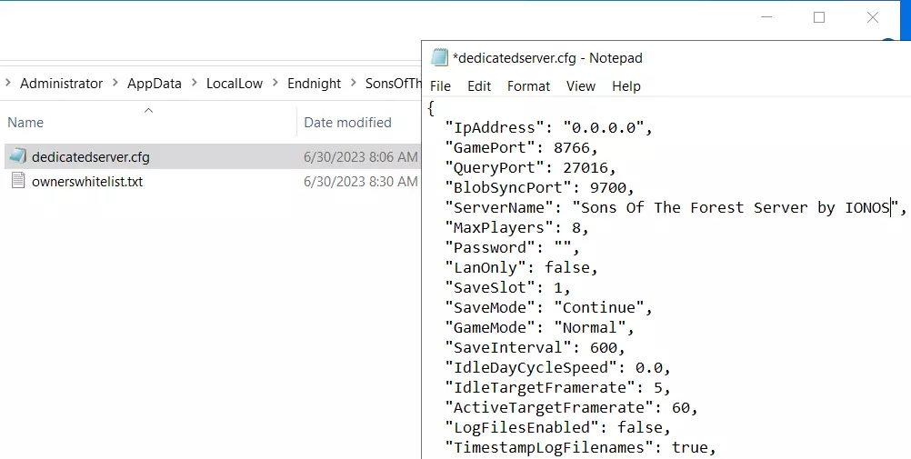 Serveur Sons of the Forest : dedicatedserver.cfg Image: Serveur Sons of the Forest : dedicatedserver.cfg