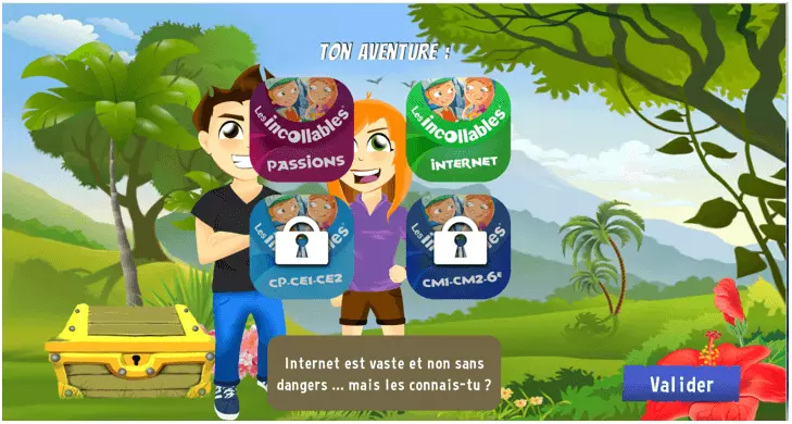 Image: page d’accueil du jeu numérisé les Incollables dans le moteur de recherche Qwant Junior