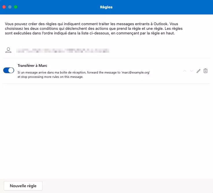Microsoft 365 pour Mac : la fenêtre de dialogue pour les règles Microsoft 365 pour Mac : la fenêtre de dialogue pour les règles