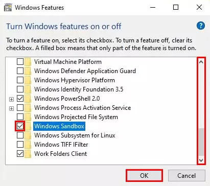 Image: Fonctionnalités Windows : activer Windows Sandbox