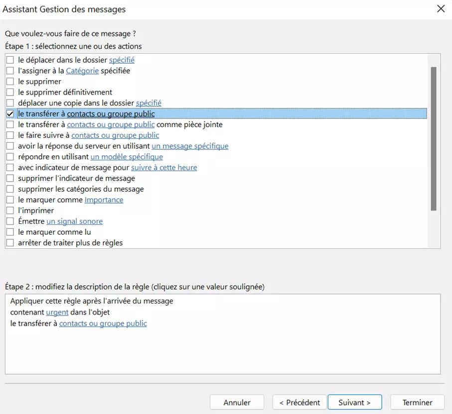 Outlook 365 : Assistant Gestion des messages et ses différentes actions possibles Outlook 365 : Assistant Gestion des messages et ses différentes actions possibles