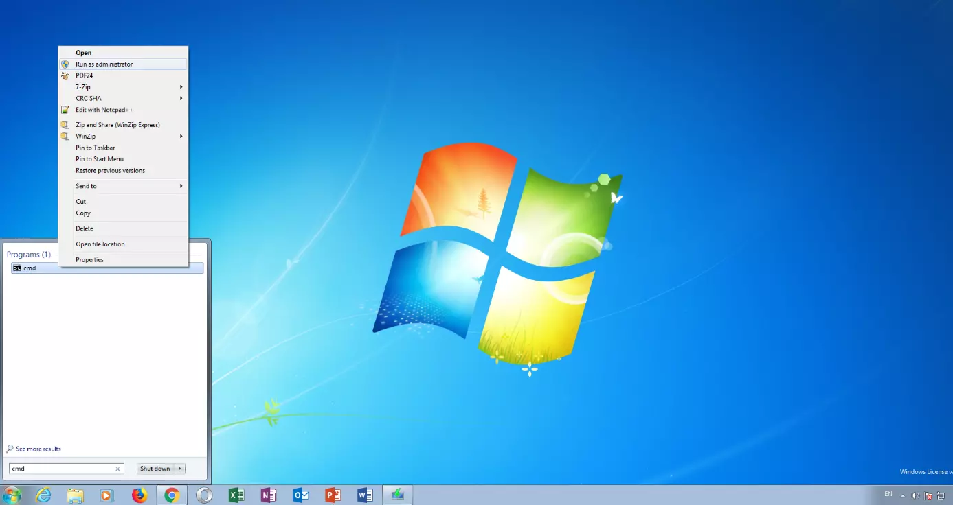 Image: Invite de commandes via la barre de recherche de Windows