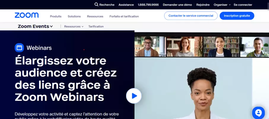 Site Internet pour les webinaires vidéo de Zoom Site Internet pour les webinaires vidéo de Zoom